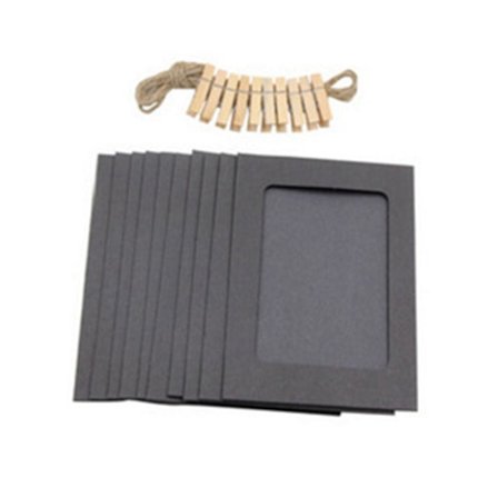 10 stk. papirbilderammer fotoalbum SVART