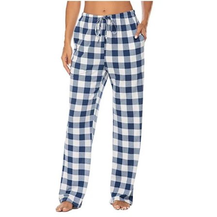 Pehmeät flanelliruudulliset pyjamahousut miehille Sininen ja valkoinen XL Blue And White