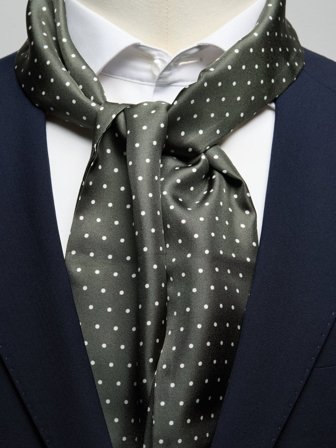 John Henric Men's Dunkelgrüner Seidenschal mit Punkten Size Onesize