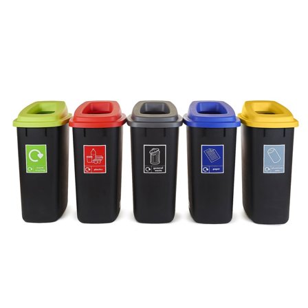 Large recycling bin with open top, 90 L, 850x530x405 mm, red