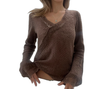 Stickad omlotttröja i mohair-mix