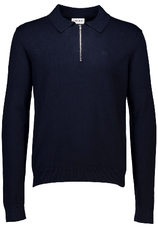 Lindbergh Ecovero L/S zip polo Pullovers Herr Blå XL
