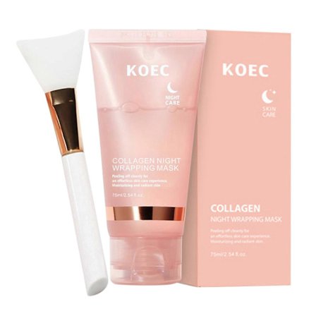 1-3 st Kollagen Peel-Off Mask Över Natten Återfuktande, Kollagen Över Natten Inpackning Peel-Off Ansiktsmask med Borste, Återfuktande & 