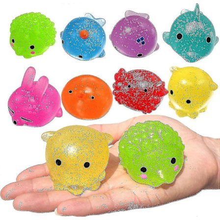 8 stycken jumbo glitter mochi squishy leksaker, squishy djur, stressavlastare, festpresenter för barn
