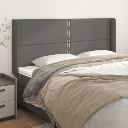 Vidaxl Huvudgavel Med Kanter Grå 163x16x118/128 Cm Konstläder Grå