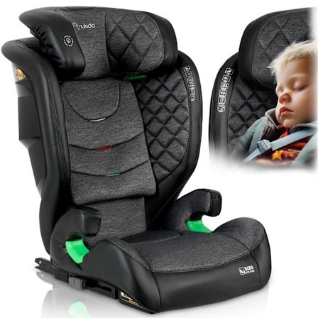 Autostol Nukido Louis sort-grå 15-36 kg ISOFIX