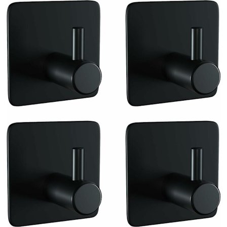 4 koukkua itseliimautuva, pyyheteline ilman porausta, kylpytakki koukku (musta)