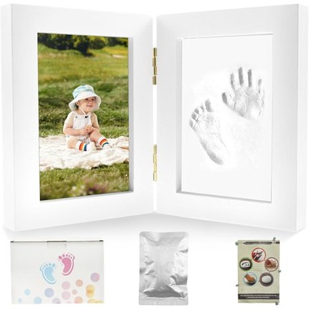 Baby Håndavtrykkssett, Personlig Nyfødt Minneramme med Fotovisning og Blekkfritt Avtrykksform for Baby Shower Gaver, Nye Mamma Minner
