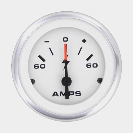 Ampèremètre Veethree Lido, sans buée, Ø52 mm, 12 V, connexion directe, argent/blanc