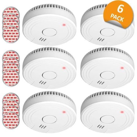 Paket med 6 st ELRO FS1805 rökdetektorer med magnet och 5 års batteri - Vit