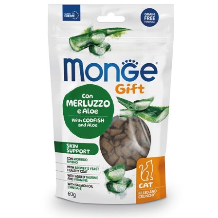 Monge Filled And Crunchy Skin Support Snack Per Gatti Merluzzo E