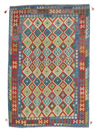 Kilim Afghan Old Style Rug 210X292 Dark Red/Dark Blue Wool, Afghanistan