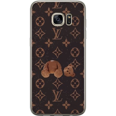 Kompatibel Mobilcover til Samsung Samsung Galaxy S7 edge Luksuriøst monogrammønster med knust bamse i mørk modeæstetik