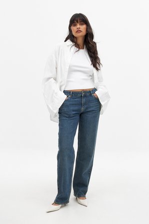 NA-KD Straight Low Waist Jeans - Low waist jeans - Blå - EU 40