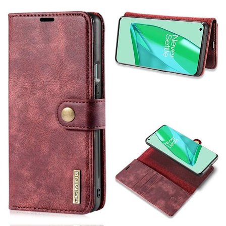 DG.MING OnePlus 9 Pro 2-in-1 lompakkokotelo - Punainen