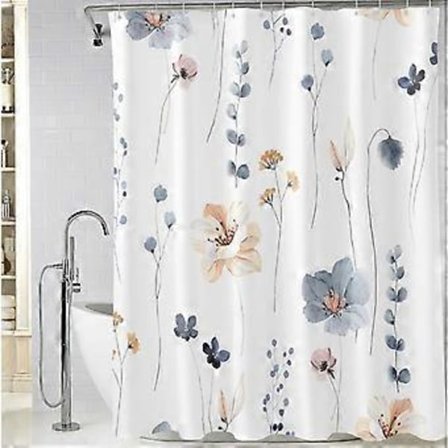Blommig Duschdraperi 183 x 183 cm, Botanisk Blommig Duschdraperi för Badrumsinredning, Vattentätt Tyg Vildblomma Duschdraperi