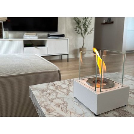 Kaminen Öppna spisar Fristående biokamin Smart vit Bioetanolbrännare 13 cm x 13 cm x 17 cm TÜV -certifikat