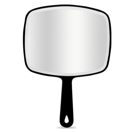 Stort håndholdt spejl, håndholdt spejl med håndtag, spejl i salonkvalitet.