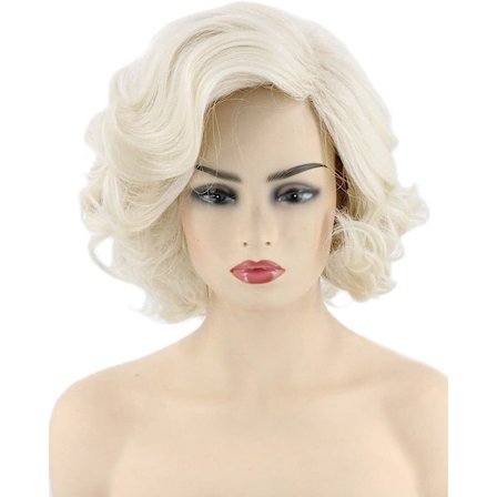 Parykker, blonde parykker til kvinder, korte krøllede syntetiske parykker til Hall