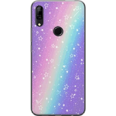 Kompatibel Mobilcover til Huawei P Smart Z Rainbow-farvet pastelbaggrund med hvide stjerner og glitrende prikker i blød overgang