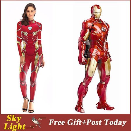 Carnival Cosplay Iron Man Costume Dam Fancy Dress Halloween Costume Jumpsuit Body Avengers Suit