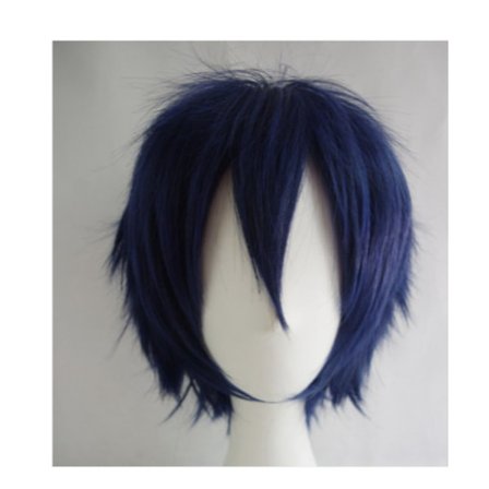 Wekity Unisex Anime Kort Cosplay Paryk Med Pandehår Varmebestandigt Hår, Blå Sort