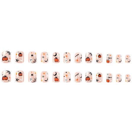 24st-Halloween pumpa Cartoon Fun False Nail Patches Sweet Cool