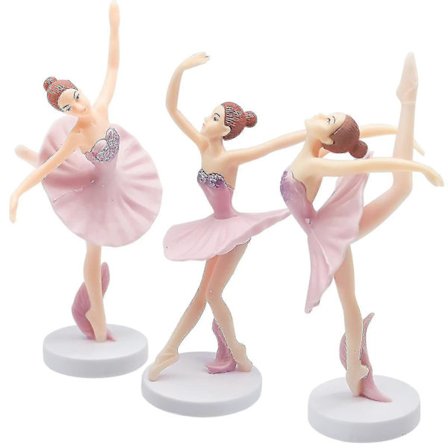 3 stk. Dansende Ballerina Jente Figur, Ballerina Figur Kake Topper, Rosa Ballett Jente Figur Kake Dekorasjon