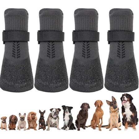 Vattentäta Hundskor Halkskydd Tasskydd 4-pack Justerbara med Gummiband Kompatibla med Små Mellanstora Stora Hundar Svart Storlek L