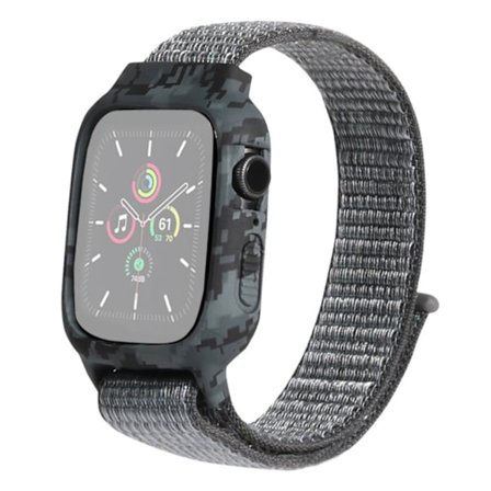 Apple Watch Series 6 / 5 44mm camouflage nylon rem - grå