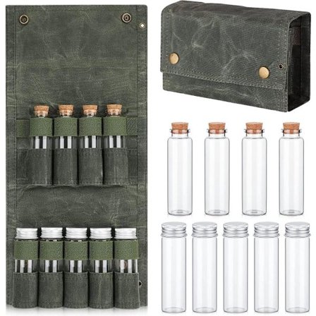 Krydderkit for camping - Bærbar krydderpose med 9 mini krydderglass - Reisetilbehør for campingsett
