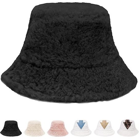 Vinterbøttehatt - Dame Fluffy Fiskerhatt Bøttehatt Fuzzy Furry Fuskepels
