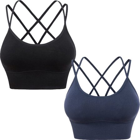Sports-bh til kvinder med polstring, sømløs, uden bøjle og giver god støtte, åndbart stroppdesign og medium styrke