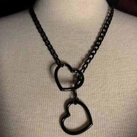 Hjärtformad O-ring Slip Chain Halsband för Kvinnor Rostfritt Stål Kubansk Kedja Hjärtformad Halsband Punk Rock Krage Halsband Handgjort