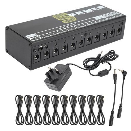 Pedal Strømforsyning Effekt Pedal Elektrisk Gitar Kortslutning/Overstrømsbeskyttelse 100‐240VUK Plugg