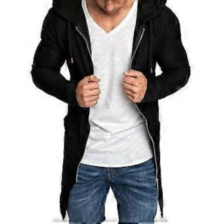 Hupparitakki Muoti Värinkestävä Helppohoitoinen Pitkä Takki Pitkä Vetoketjullinen Huppari Miesten Hupparit Klubiin (M musta)