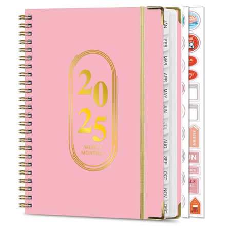 2025 Ukentlig Planlegger A5 Størrelse 21x15cm Daglig Oversikt Én Uke To Sider Med Bokmerker Og Klistremerker Rosa