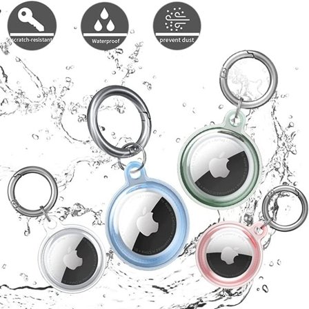 Apple AirTag vattentätt fodral - transparent, grönt, blått, rosa - 4 delar