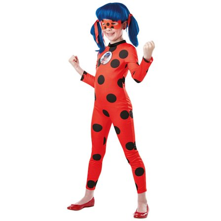 Miraculous Ladybug-dräkt för flickor 5-6 år röd/svart