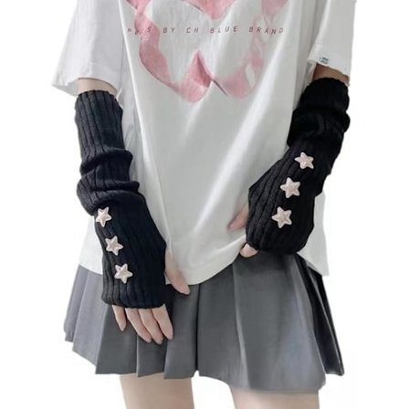 1 Par Kvinder Teenagere Strikket Armvarmere Japansk Harajuke Cosplay Lolita Sød Fingerløse Vanter Tommelhul Håndsko