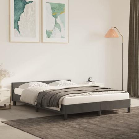 vidaXL Sängram med huvudgavel mörkgrå 140x200 cm sammet Grå