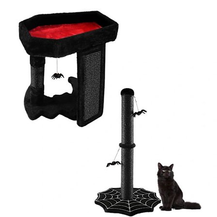 Gotisk Klorestativ for Katter Stor med Gotisk Kattetre for Store Katter, Holdbart Tre, Mørk Stil, Design i Flere Nivåer