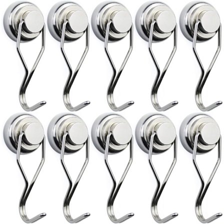 Roterende Magnetisk Krok 60LB Kjøleskapsmagneter 10 Stykker Sterk Neodym Magnetisk Krok for Kjøleskap Andre Magnetiske Overflater 67,5mm (2,66 tommer)