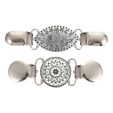 2 stk. Clips til Trøje, Dametrøje Clips Halsudskæring Spænde Tøjclips Skjorter Snøring ClipsBY Sølv 10,7X2,8X1CM