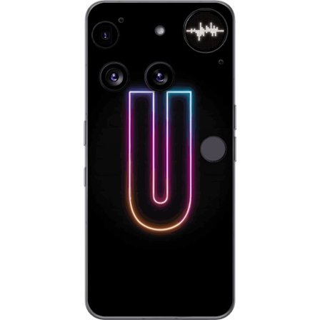 Kompatibel Mobilcover til Nothing Nothing Phone (3) Minimalistisk neonbogstav U i farverig lyseffekt mod sort baggrund