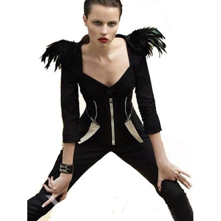 Svart naturlig vårepaulet axelrem skimrande Halloween - kostym.