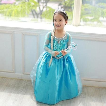 Cosplay Kostym Fancy Dress Up Barn Flickor Queen Elsa Princess Klänningar 3-4 Years