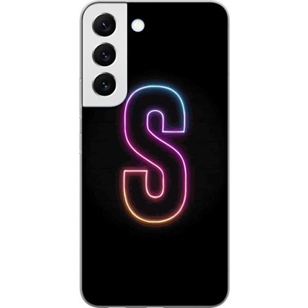 Kompatibelt Mobilskal till Samsung Samsung Galaxy S22 5G Neonbokstav S i lysande rosa och blå toner mot mörk bakgrund, stilren bokstavskonst med ret