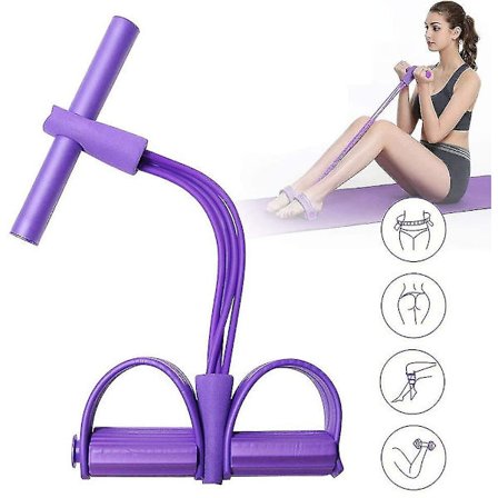 Hjemme Motstandsband, 4 Rør Multifunksjonsmaskin, Max 50 Lbs, Passer til Bein Trener, Arm Trener & Mage Trener - Lilla
