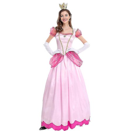 Halloween kostym Mario Peach Princess Rosa Princess Scen kostym Party Queen Klänning